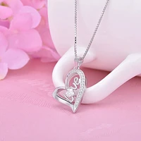 white copper plated amethyst pendant korean love necklace fashion inlaid with diamond love accessories for women