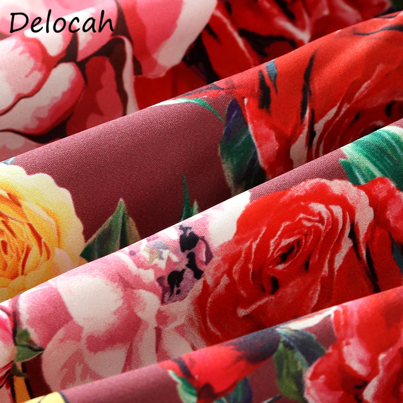 

Delocah SpringSummer Dress FashionDesignerWomen Short Sleeve Floral Printed Elegan Vintage Female Short Dresses vestidos