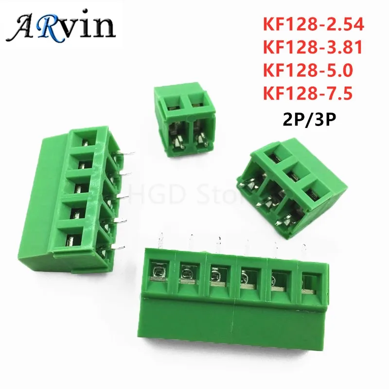 

10Pcs KF128-2Pin/3Pin 2.54 / 3.81 / 5.0 / 7.5mm Spacing Terminal Block Splice Terminal Screw Type PCB Screw Terminal