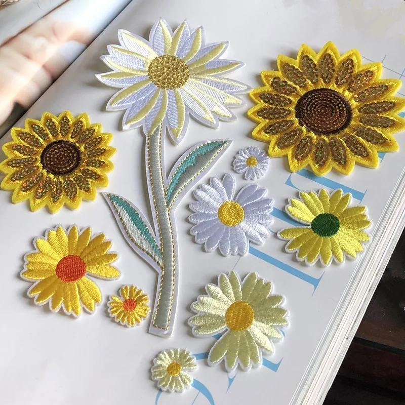 

Embroidered Patch Daisy Sunflower Star Small Size Applique Quilt Accessories DIY Handwork Decorative Iron on or Stick