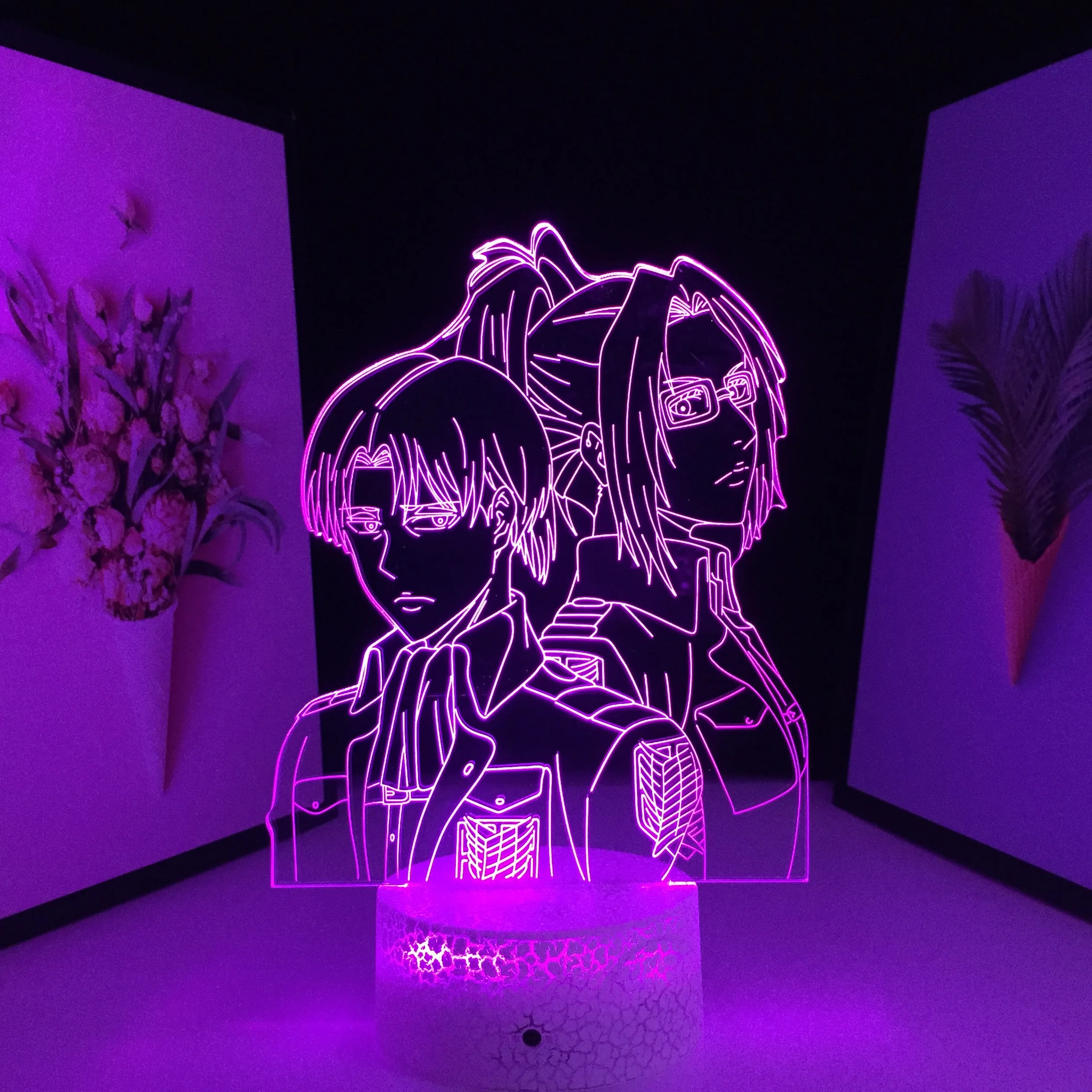

Anime Attack on Titan Hange And Levi Ackerman 3D Lamp for Home Room Decor Light Child Gift Manga Acrylic Night Light Dropship