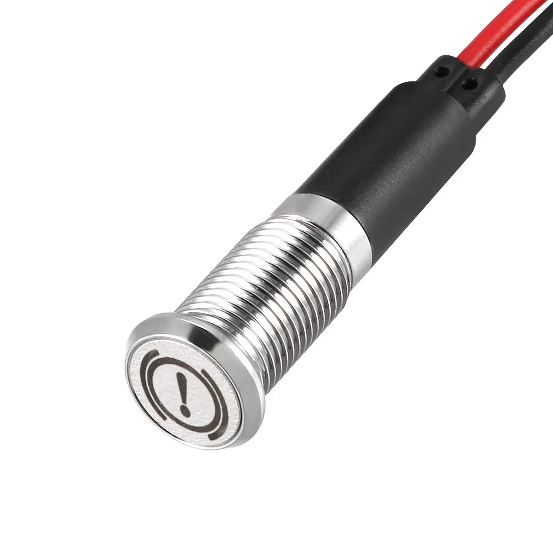 

Uxcell Pilot Dashboard Light DC 12V 8mm Red LED Signal Indicator Light Metal Shell with Symbol (Brake Failure) 2Pcs