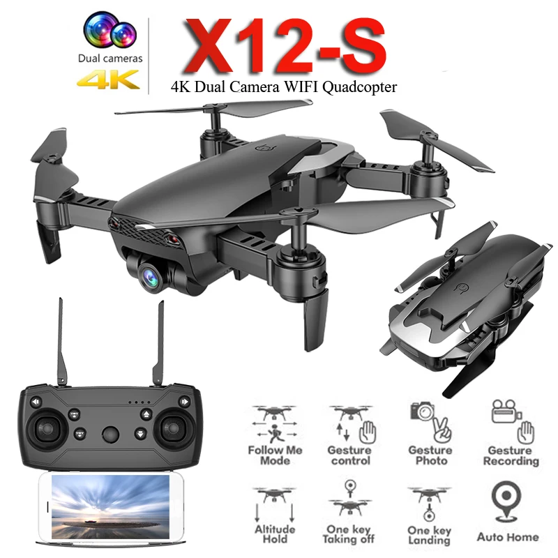 X12S Дрон с 4K камерой HD широкоугольный Радиоуправляемый квадрокоптер самолет 2 4