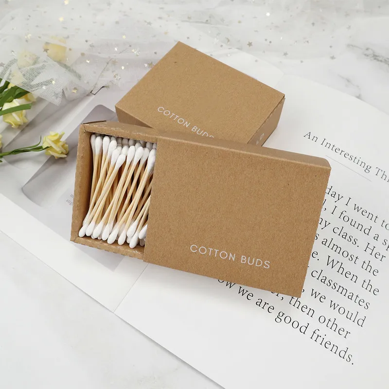 1000 шт = 5 упаковок ватные тампоны с двойной головкой бамбуковые палочки