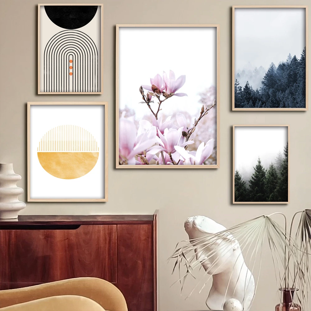 

Цветочный принт магнолии, художественный постер для гостиной, домашний декор