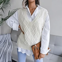 womens casual v neck knitted vest solid color sleeveless slim fit pullovers jumper top harajuku knitwear vintage 90s streetwear