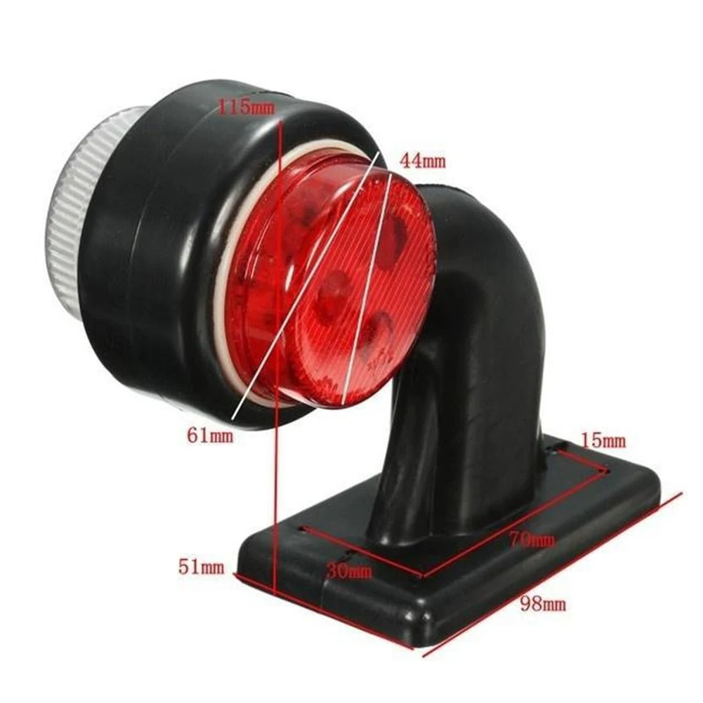 

1pair 24V Trailer Tail Easy Install Accessories Truck 12 LED Replacement White Red Elbow Lamp Universal Small Side Marker Light