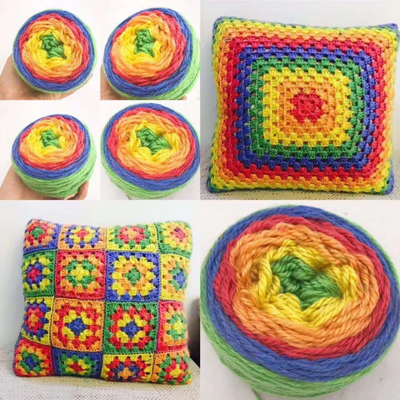 250 г Высококачественная Радужная шерстяная пряжа для вязания свитеров шапок