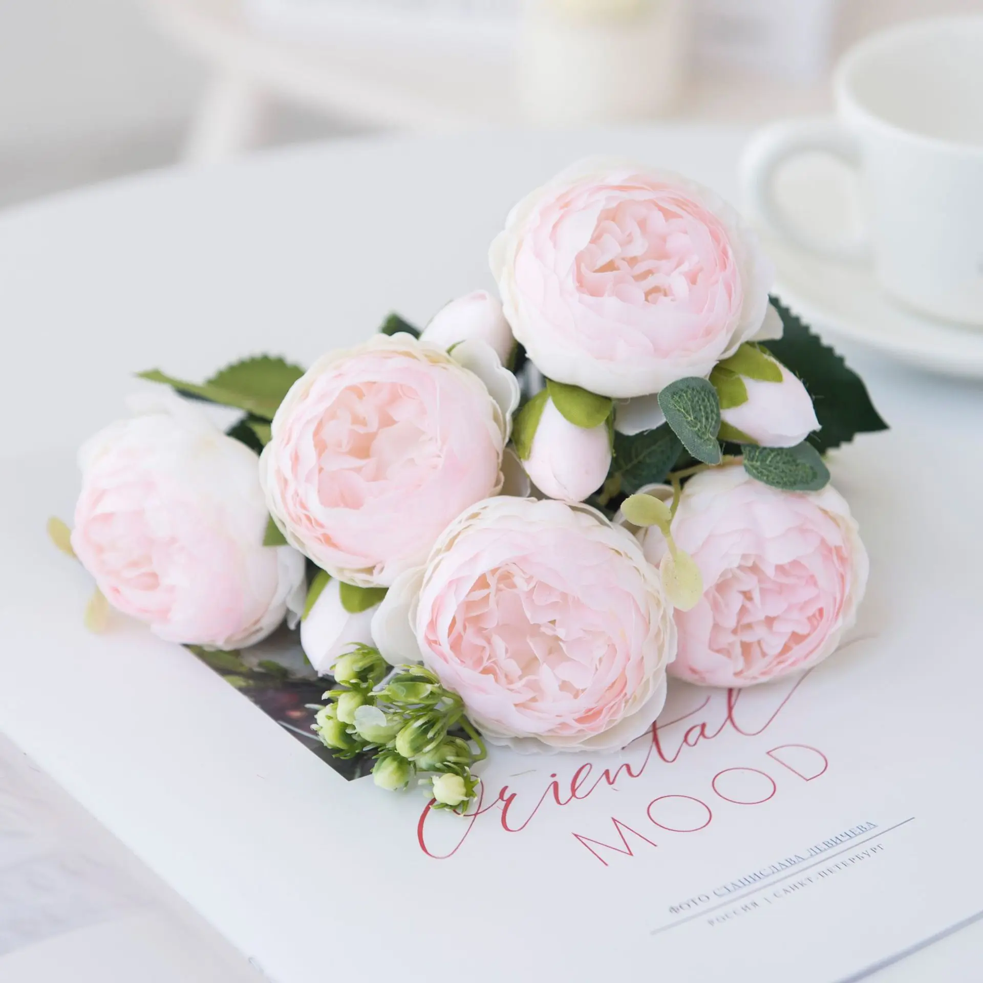 

Wedding Simulation Bouquet Rose Wedding Wall Artificial Flower Plastic Peony Fake Silk Flower Decorations For Home Shop