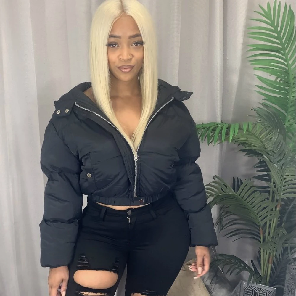 

Winter Down Jacket Women 2020 New Fashion Zipper Pocket Hooded Bread Clothing Female Casual Thick Warm Short Coats
