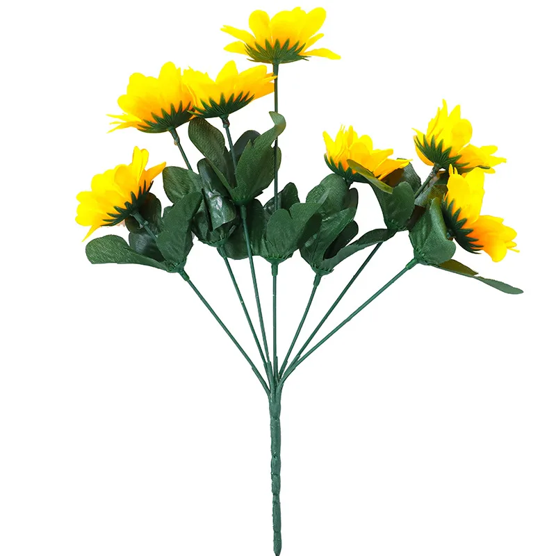 

7 Heads Flower Artificial Flowers Daisy Home Decor Sunflower Diy Party Garden Wedding Decoration Office Plant Fake Flowers 30Cm