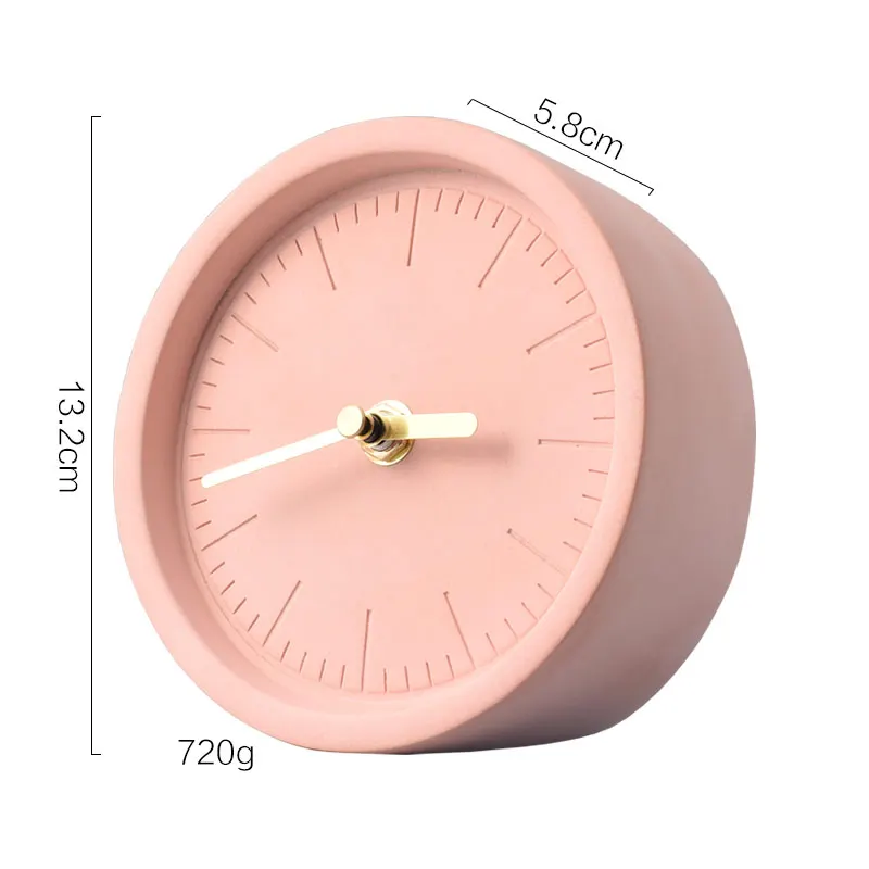 1pc pink Скандинавские INS украшения для дома цементные настольные часы бетонные настольные часы круглые relogio de mesa 탁시нновые часы klokje - Цвет: 1pc pink