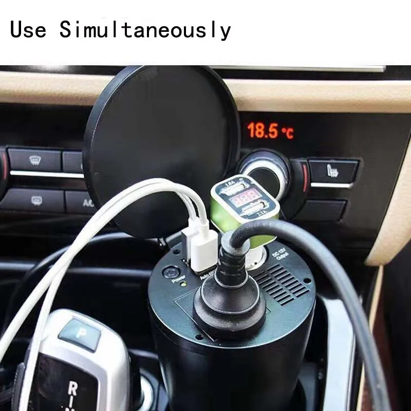 Тип чашки с двумя портами USB 2.1A/150 Вт автомобильный инвертор 12V постоянного тока до