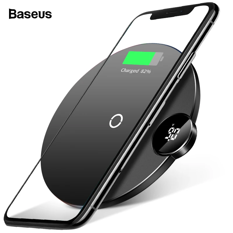 Baseus светодиодный Qi Беспроводное зарядное устройство для iPhone 11 Pro Xs Max X 10 Вт быстрая Беспроводная зарядная площадка для samsung S10 S9 Xiaomi Mi 9