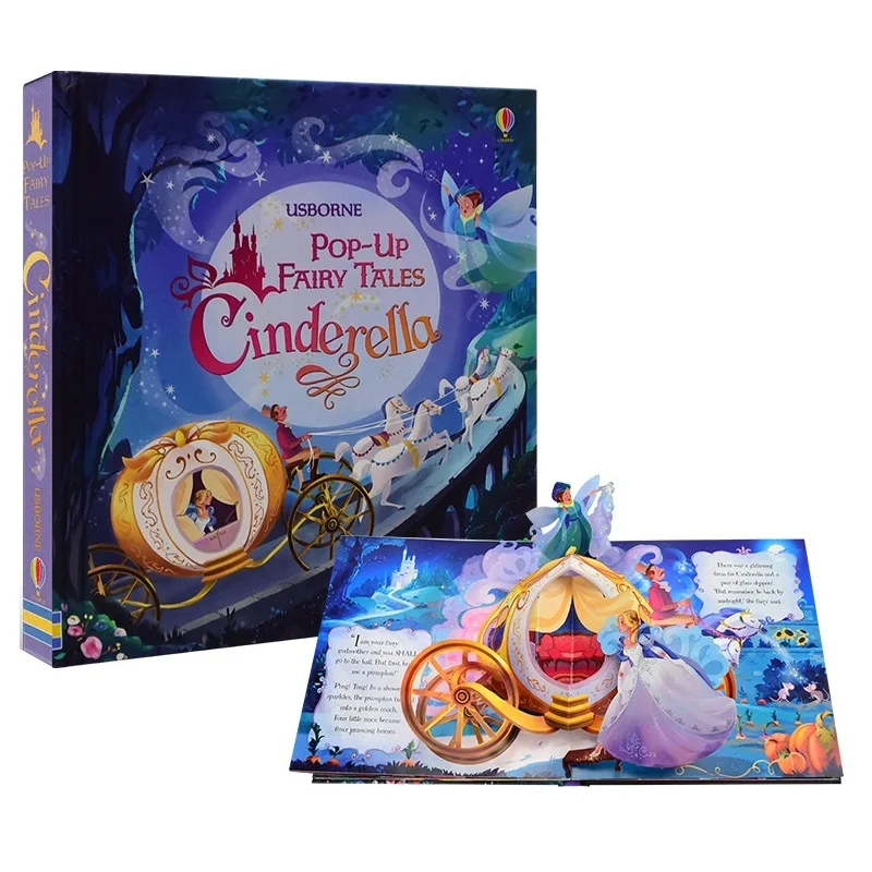 Pop Up Fairy Tale Cinderella English Educational 3D Flap Picture Books Children Kids Reading Book