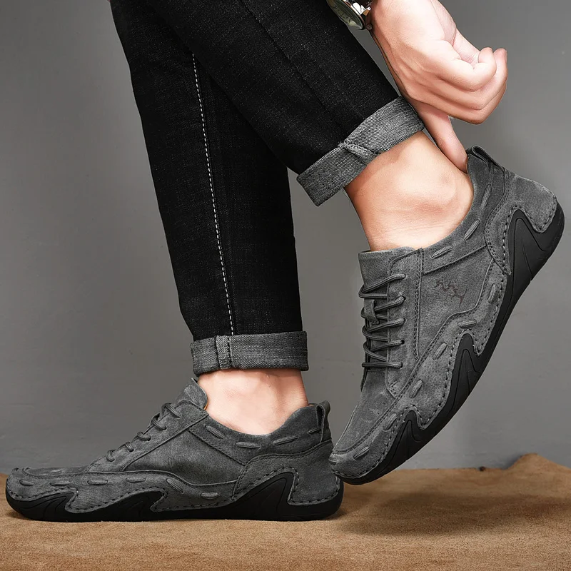 

Men's Casual Shoes Suede Leather Breathable Outdoor Men's Sneakers Handmade Non-slip Men's Driving Shoes Walking Flats Hot Sale