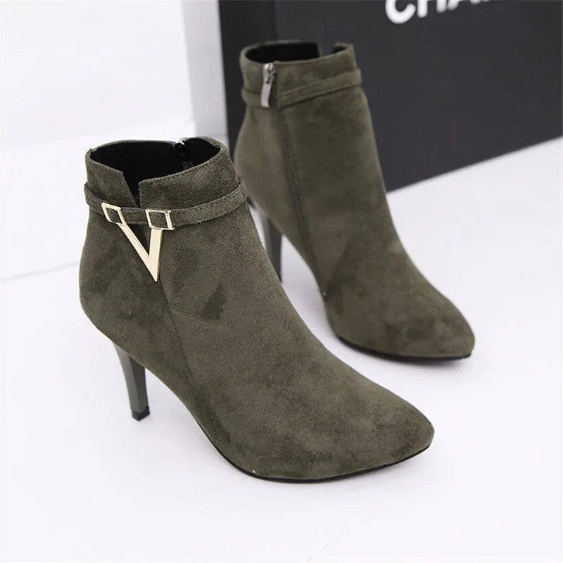Новинка; женские остроносые туфли на шпильках с закрытым носком; модные трендовые вечерние туфли из флока на резиновой подошве с боковой молнией