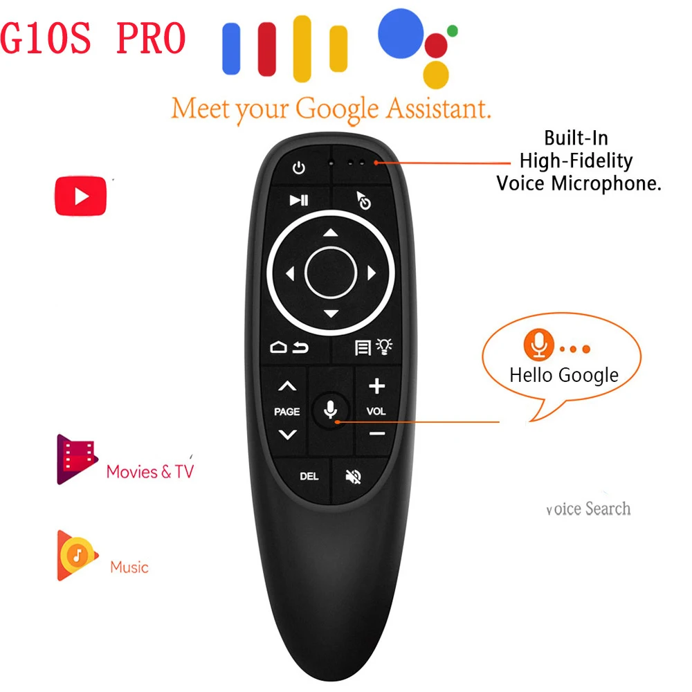 Пульт дистанционного управления G10S Pro с подсветкой Google Voice ИК обучение 2 4 ГГц