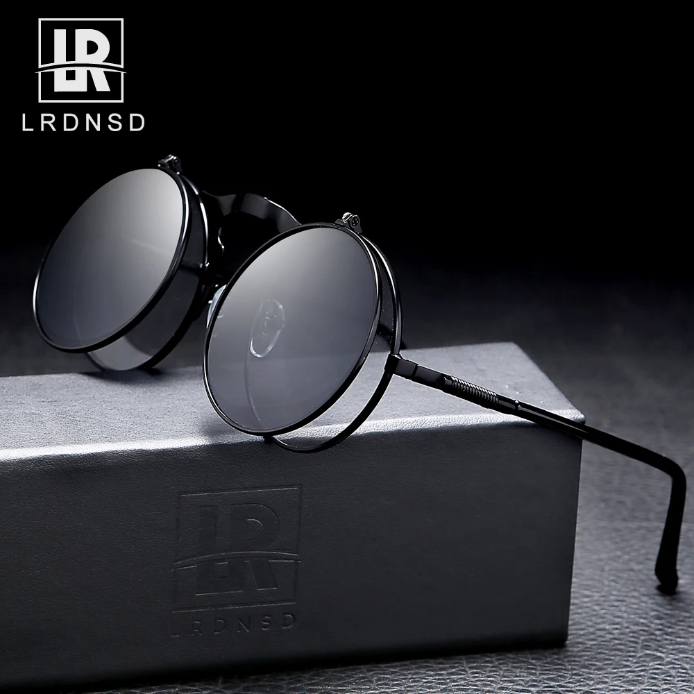 Солнцезащитные очки в стиле стимпанк круглые металлические женские ретро с