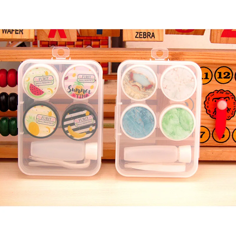 Прозрачная коробка 2 шт. двойная контейнер для хранения контактных линз милый