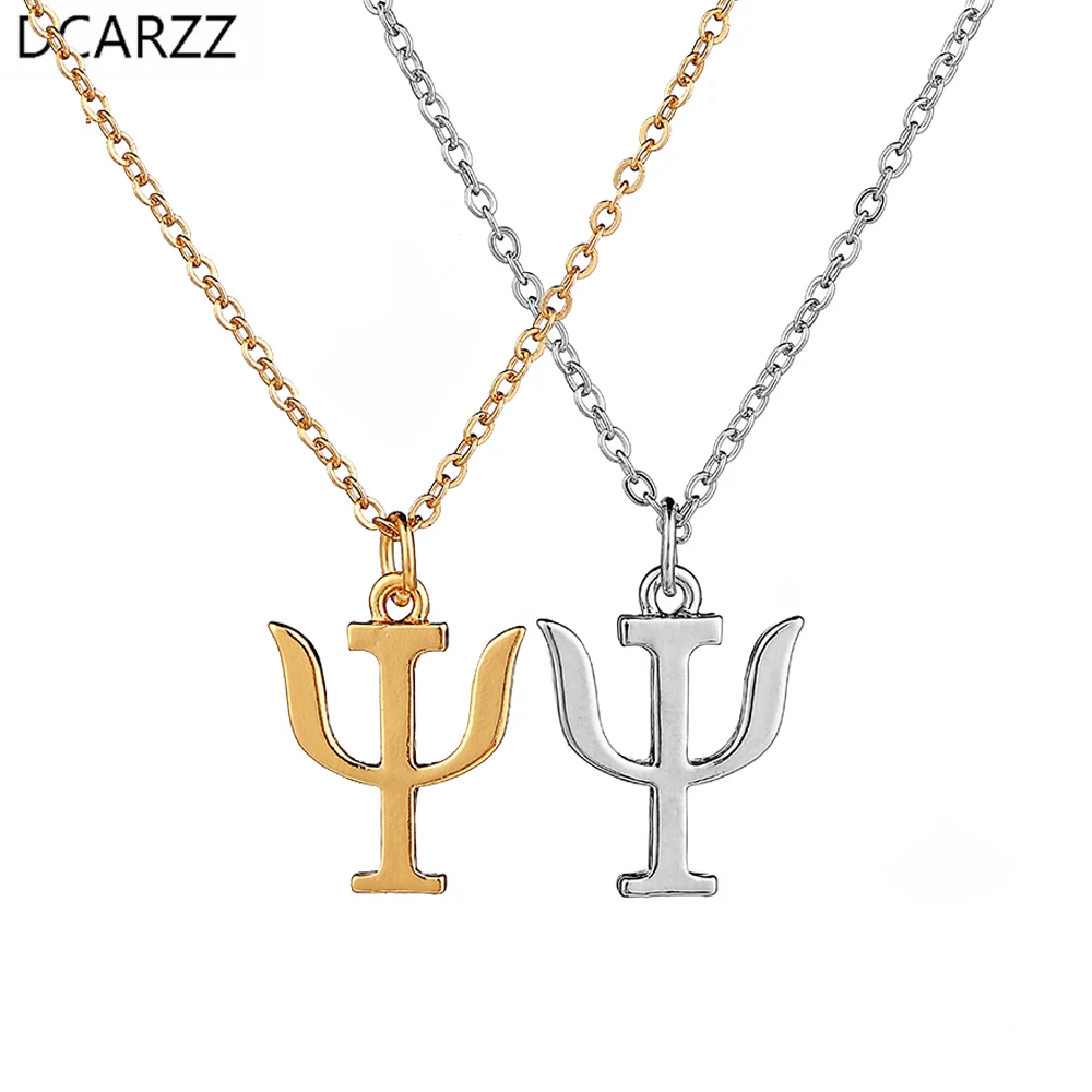 

PSI Symbol Psychological Necklaces Stainless Steel Pendant for Women Men Fashion Letter Necklace Long Chain Medical Jewelry Gift