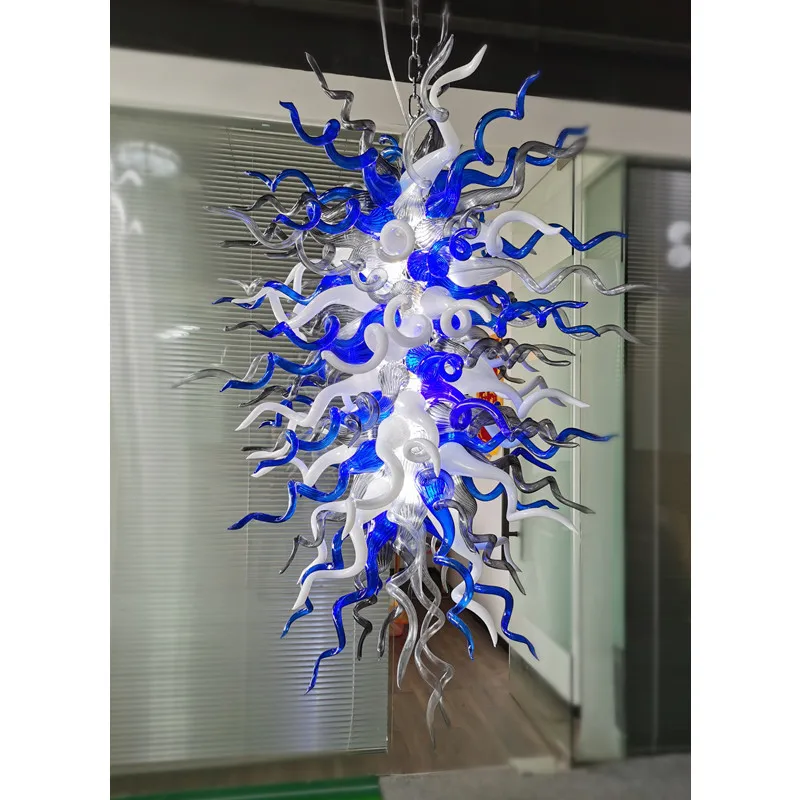 

Classic Designer Home Lighting Blue White Black 52inch Murano Glass Chandelier Light Fixture LED Large Chandelier Living Room