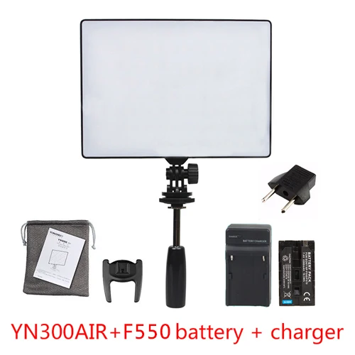 Розовый YONGNUO YN300 Air YN-300 Air Pro светодиодный видео-светильник для камеры на выбор с зарядным устройством для аккумулятора, светильник для фотосъемки+ адаптер питания переменного тока - Цвет: Розовый