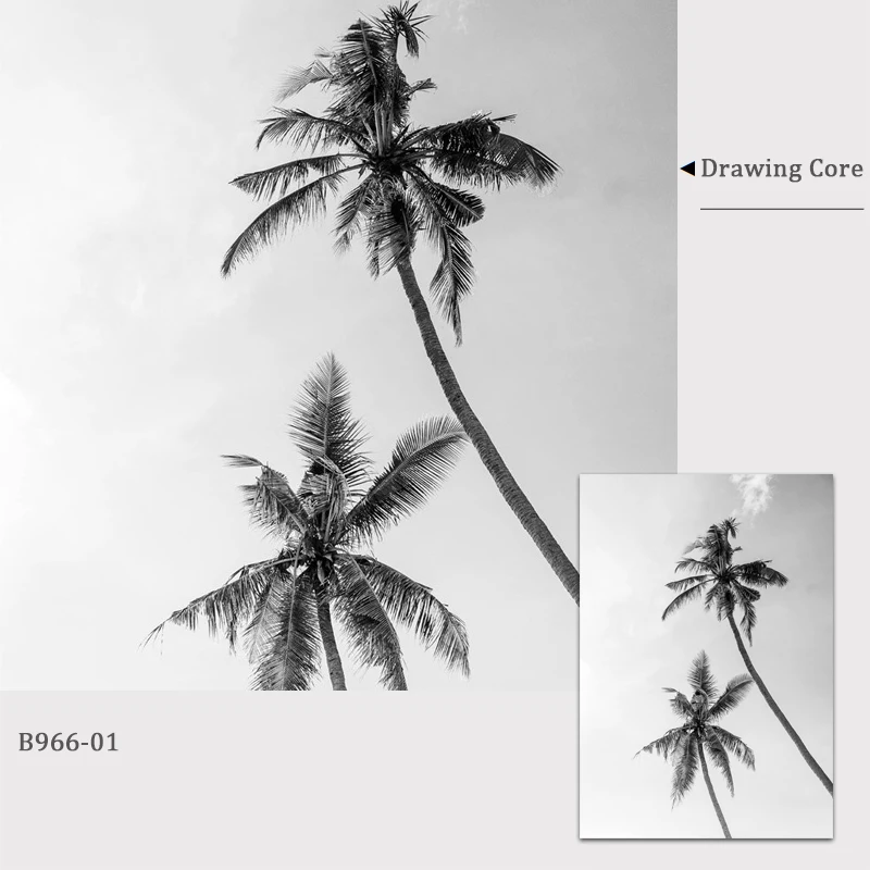 Черно-белый постер с принтом пальмы пейзаж холст живопись песчаный пляж