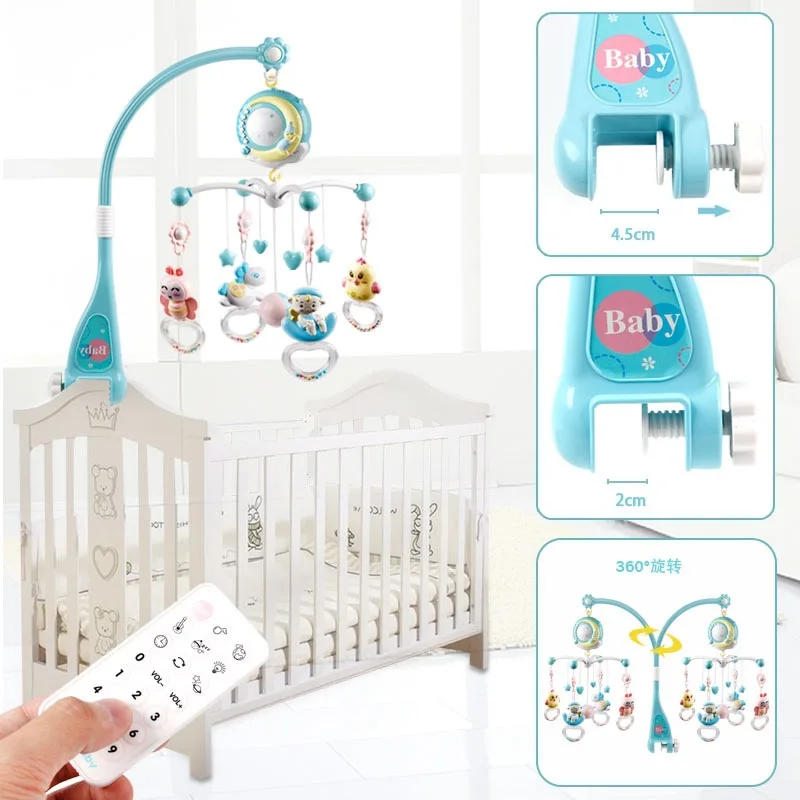 Baby Toys Crib Mobiles Rattles Music Educational Bed Bell Carousel for Cots Projection Infant 0-12 Months Newborns |