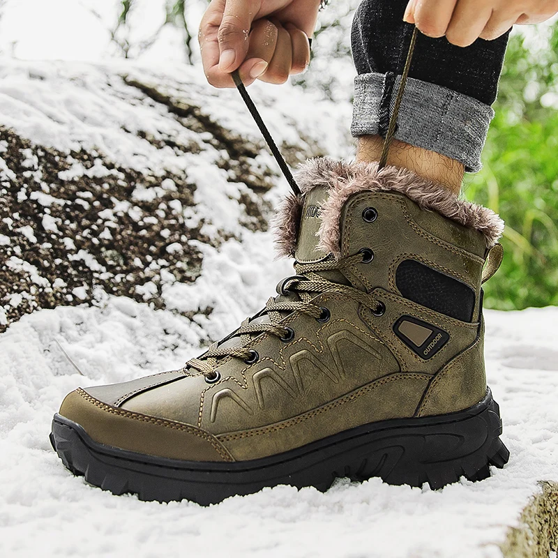 

2021 High Quality Winter New Cotton Snow Boots Men's Outdoor Sports Hiking Shoes Plus Velvet High-Top Snow Boots Large Size Shoe
