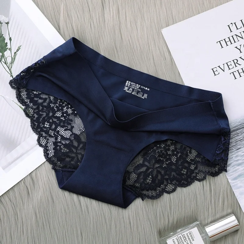 

5 Colors Plus Size Lace Panties For Women's Sexy Seamless Briefs Underwear Female Mid-Rise Silky Panties Cotton Comfort Lingerie