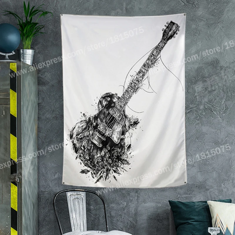 Guitar Poster Hanging Flag Banner Music Rock Reggae Jamaica Home Decoration Wall Art 4 Gromments In Corners 3*5FT 144CM*96CM | Дом и сад