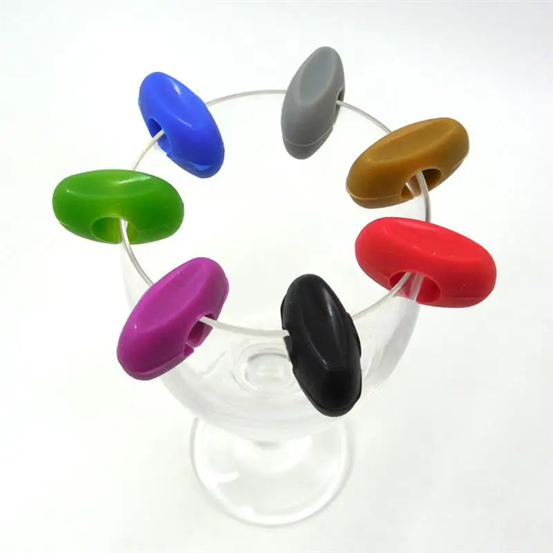 

24pcs Silicone Wine Glass Mark Cup Label Sign Wine Glass Recognizer Cup Distinguisher For Home Party Banquet (Mixed Color)