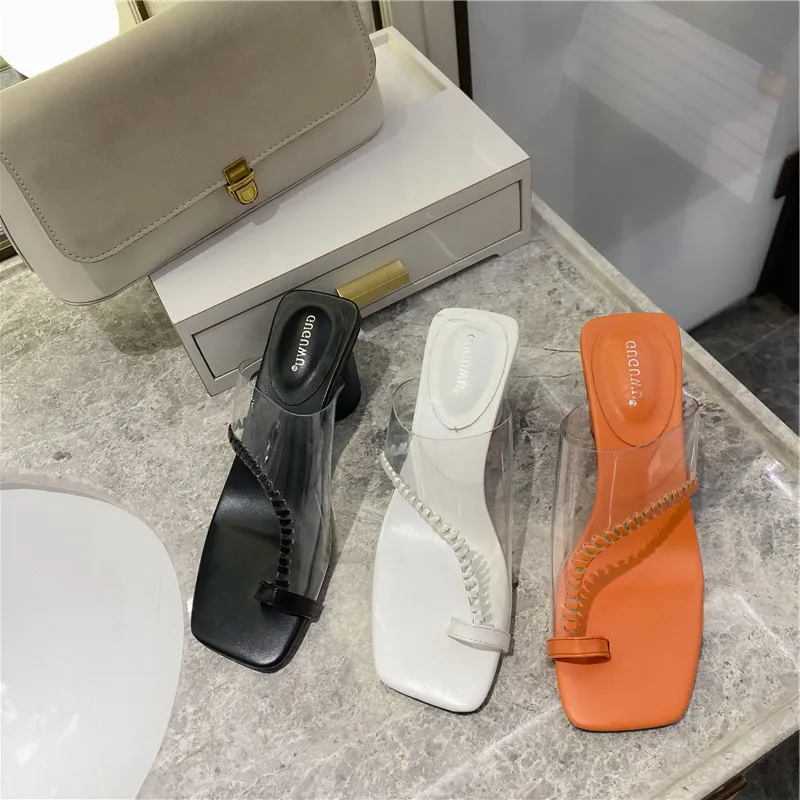 2020 летние тапочки женские ПВХ дизайнерские шлепанцы с открытым носком на высоком