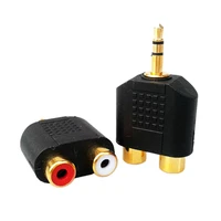 3 5 mm stereo rca splitter connector male to 2 rca female audio adapter for computer speaker earphone headphone