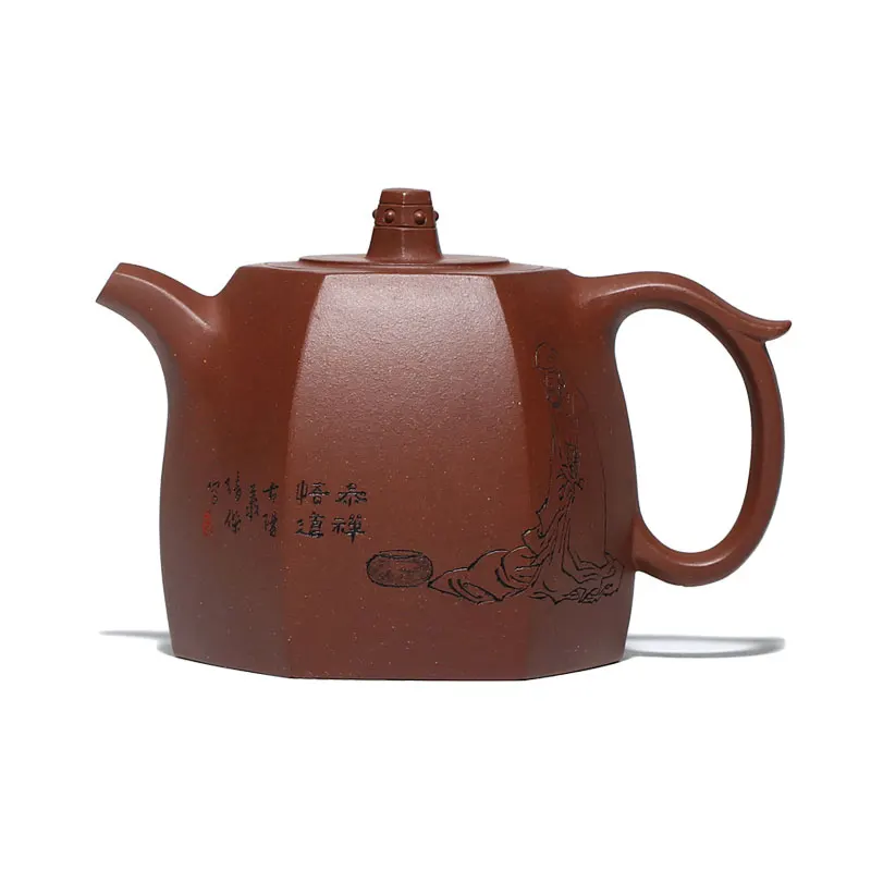 

Yixing purple clay teapot handmade teapot raw material purple clay hexagonal Golden Bell teapot