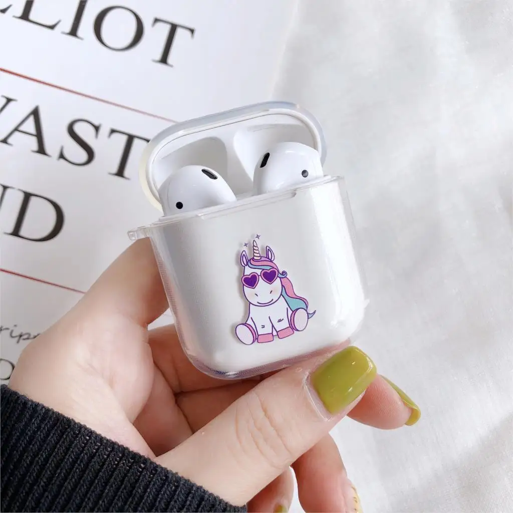 Милый рисунок единорога прозрачные чехлы для Apple AirPods 2 крышка зарядки Air Pods прозрачный мягкий силиконовый защитный AirPods2 Fundas