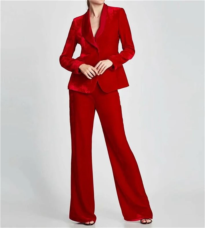 Velvet Suits For Women Notch Lapel Jacket+Pants Women Business Suits Women Pantsuit Office Style Female Trouser Suit Custom Made