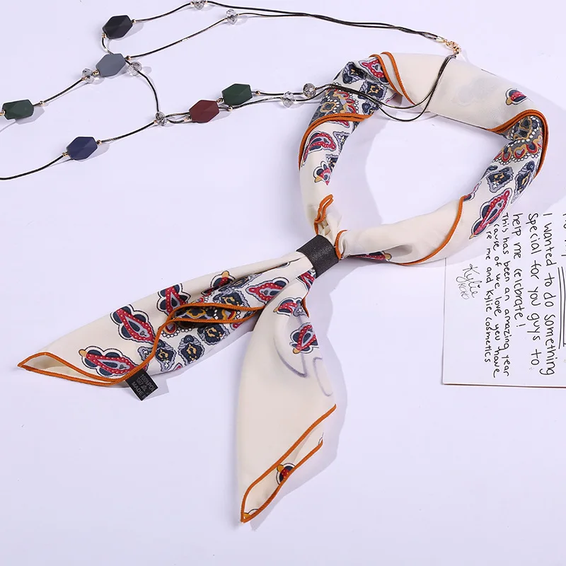 Орехи кешью печати шифон с шелковой текстурой и небольшой шарф 2019 новые