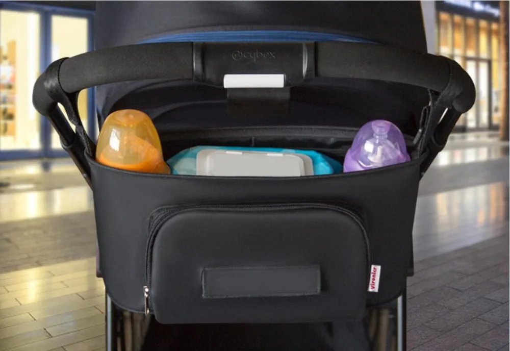 Grey Large Capacity Baby Stroller Bag Storage Organizer Mom Travel Hanging Carriage Pram Mummy Diaper Bags Stroller Accessories