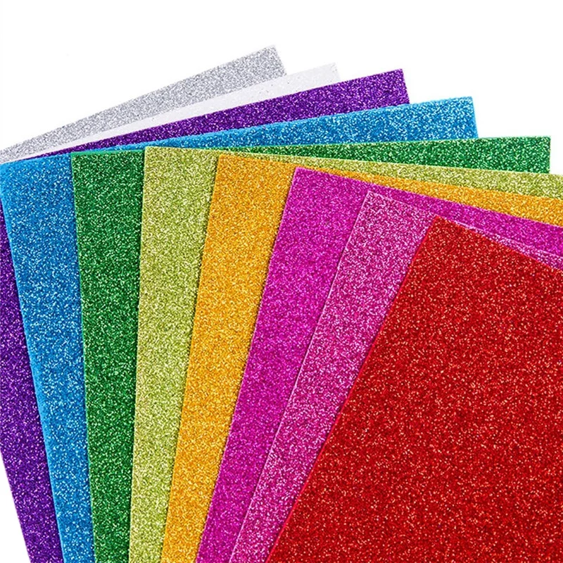 5 Pcs/bag  Glitter Foam Paper Scrapbook Sponge Paper Decorations Cardstock Diy Craft Paper Origami Flower Gift Wrapping Material