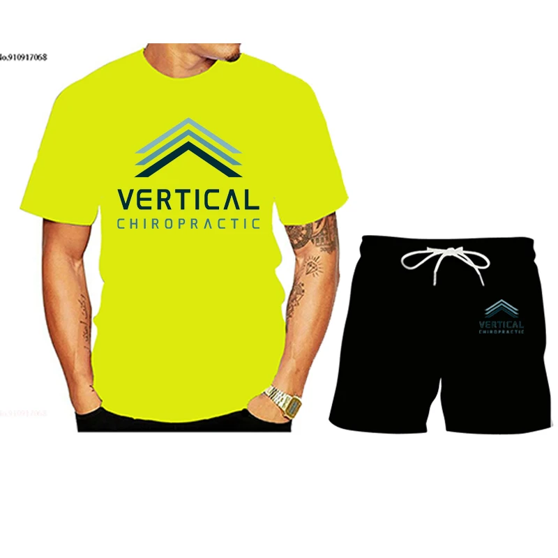

Men's Short Sleeve VERTICAL Logo Summer Men's T-shirt Harajuku T-shirt High Quality Polyester T-shirt Pants Suit Sportswear