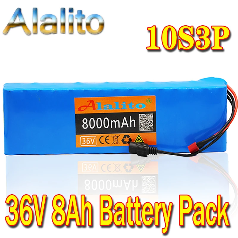 Аккумулятор Alalito 36 В 8 А · ч аккумулятор 18650 10S3P 500 Вт высокая мощность и емкость