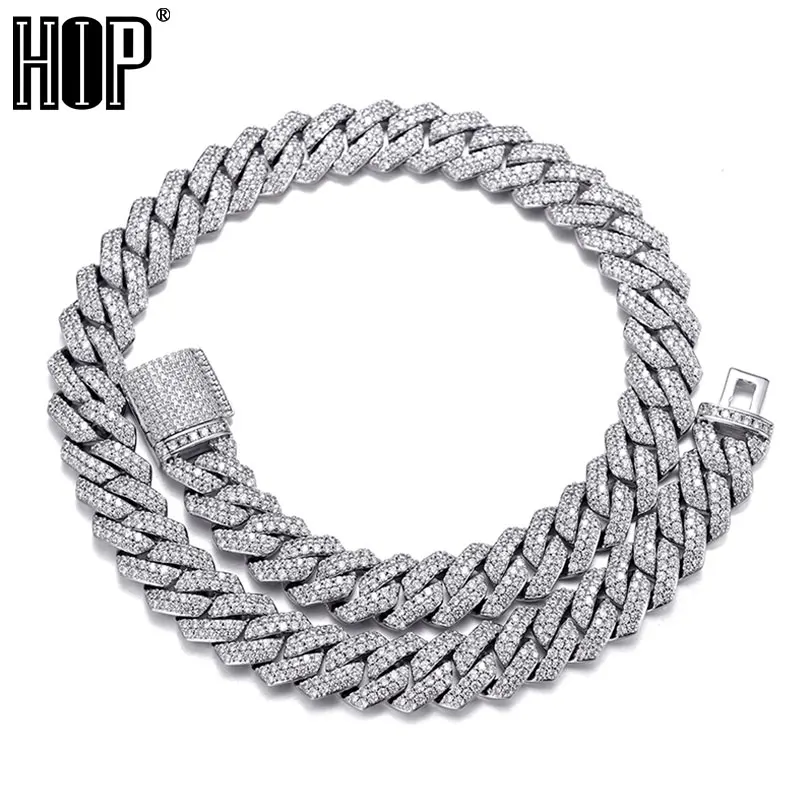 Цепь-чокер мужская из кубинской цепи с фианитом 14 мм | Украшения и аксессуары