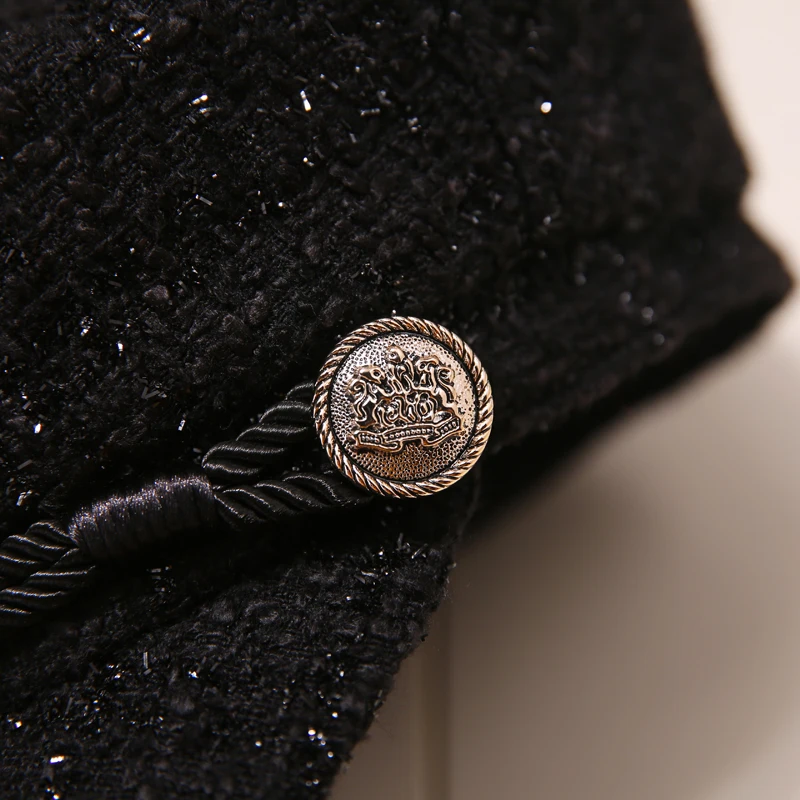 Женская модная пуговица твидовая блестящая военная шляпа весна осень шляпы