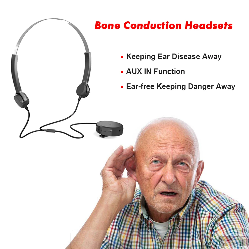 

Bone Conduction Headsets Wired Sports Headphones for People with Hearing Impairment Sound Pick-up AUX IN Function Hearing Aids