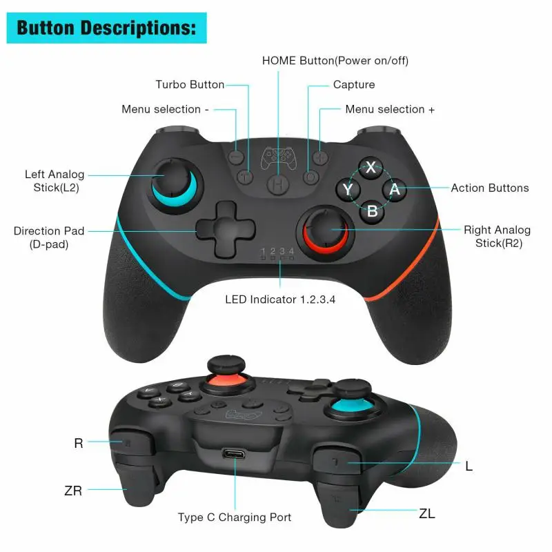 

Wireless Gamepad For Nintendo Switch Pro NS-Switch Console Wireless Bluetooth Gamepad Video Game USB Joystick Controller Control