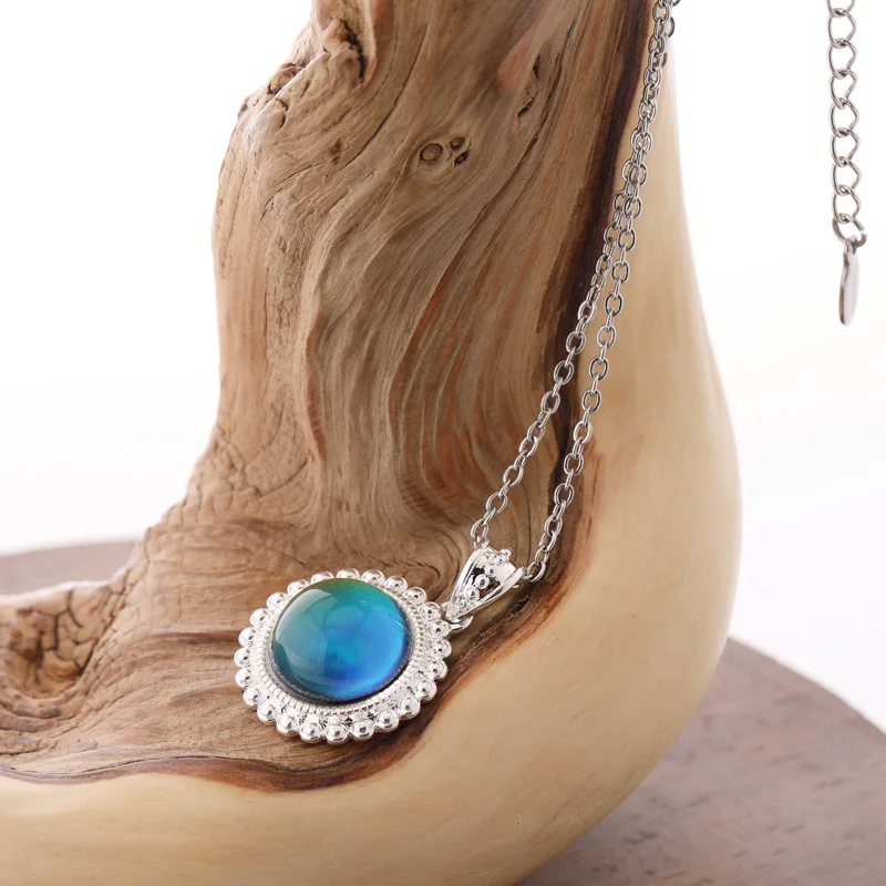 

New Design Real Silver Plating Mood Color Changing Copper Pendant Necklace MOJOKFNK-01