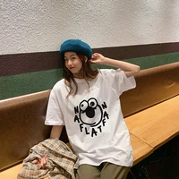 summer kawaii frog prince print white short sleeved t shirt loose and leisurely summer womens short tee cotton tops