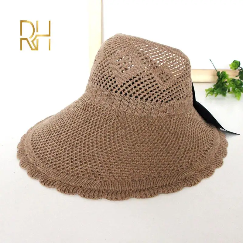 Шляпа женская Соломенная с козырьком Солнцезащитная пляжная шапка широкими